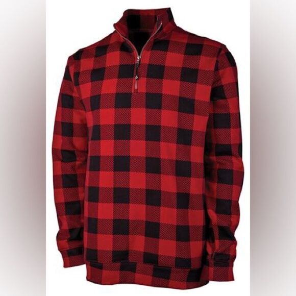 Buffalo Plaid 1/4 Zip Pullover with Pockets NWT - Picture 2 of 3